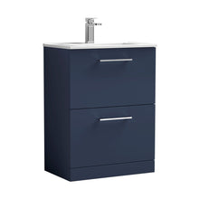 Nuie Arno 600mm Floor Standing 2-drawer Vanity & Basin 2 Contemporary Midnight Blue MFC 818x600x390mm - JJ Building Materials