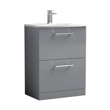 Nuie Arno 600mm Floor Standing 2 Drawer Vanity & Basin 4 Contemporary Satin Grey MFC 830x610x440mm - JJ Building Materials