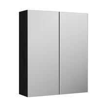 Nuie Arno 600mm Mirror Unit (50/50) Contemporary Charcoal Black MFC Textured Woodgrain 715x600x182mm - JJ Building Materials