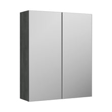 Nuie Arno 600mm Mirror Unit (50/50) Contemporary Graphite Grey Woodgrain MFC Textured Woodgrain 715x600x182mm - JJ Building Materials