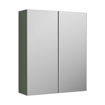 Nuie Arno 600mm Mirror Unit (50/50) Contemporary Satin Green MFC Painted Matt 715x600x182mm - JJ Building Materials