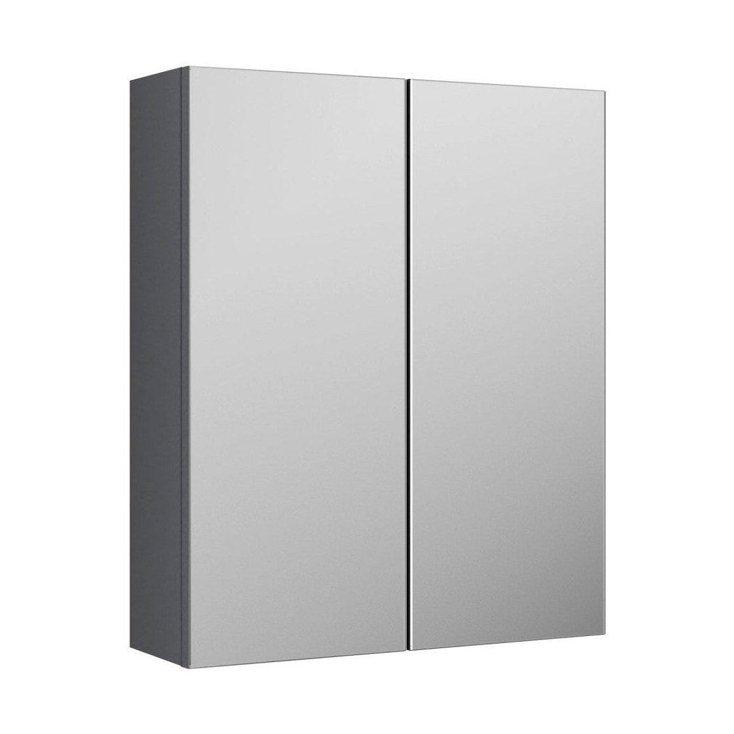 Nuie Arno 600mm Mirror Unit (50/50) Contemporary Satin Grey MFC Painted Matt 715x600x182mm - JJ Building Materials