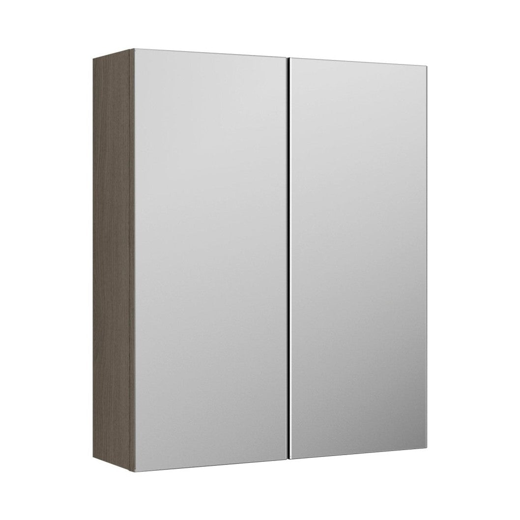 Nuie Arno 600mm Mirror Unit (50/50) Contemporary Solace Oak MFC Textured Woodgrain 715x600x182mm - JJ Building Materials