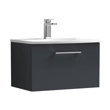 Nuie Arno 600mm Wall Hung 1 Drawer Vanity & Basin 4 Contemporary Soft Black 389x610x440mm - JJ Building Materials
