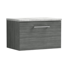 Nuie Arno 600mm Wall Hung 1 Drawer Vanity & Laminate Top Contemporary Anthracite Woodgrain MFC Textured Woodgrain 381x605x390mm - ARN522LBG - JJ Building Materials
