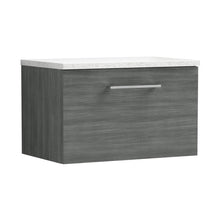 Nuie Arno 600mm Wall Hung 1 Drawer Vanity & Laminate Top Contemporary Anthracite Woodgrain MFC Textured Woodgrain 381x605x390mm - ARN522LSW - JJ Building Materials