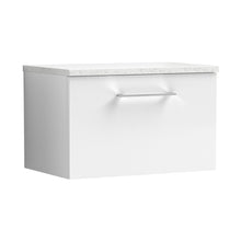 Nuie Arno 600mm Wall Hung 1 Drawer Vanity & Laminate Top Contemporary Gloss White MFC Painted Gloss 381x605x390mm - ARN122LSW - JJ Building Materials