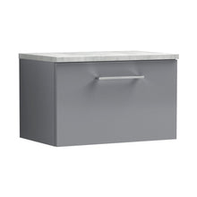 Nuie Arno 600mm Wall Hung 1 Drawer Vanity & Laminate Top Contemporary Satin Grey MFC Painted Matt 381x605x390mm - ARN2222LBG - JJ Building Materials