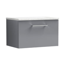 Nuie Arno 600mm Wall Hung 1 Drawer Vanity & Laminate Top Contemporary Satin Grey MFC Painted Matt 381x605x390mm - ARN2222LSW - JJ Building Materials