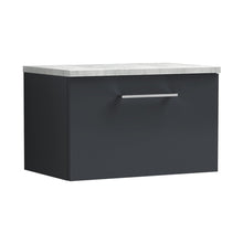 Nuie Arno 600mm Wall Hung 1 Drawer Vanity & Laminate Top Contemporary Soft Black MFC Painted Matt 381x605x390mm - ARN1422LBG - JJ Building Materials