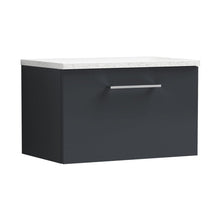 Nuie Arno 600mm Wall Hung 1 Drawer Vanity & Laminate Top Contemporary Soft Black MFC Painted Matt 381x605x390mm - ARN1422LSW - JJ Building Materials