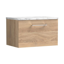 Nuie Arno 600mm Wall Hung 1-drawer Vanity & Laminate Worktop Contemporary Bleached Oak MFC Textured Woodgrain 381x605x390mm - ARN3022LCM - JJ Building Materials
