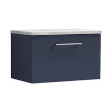 Nuie Arno 600mm Wall Hung 1-drawer Vanity & Laminate Worktop Contemporary Midnight Blue MFC Painted Matt 381x605x390mm - ARN2922LBG - JJ Building Materials
