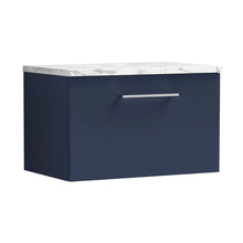 Nuie Arno 600mm Wall Hung 1-drawer Vanity & Laminate Worktop Contemporary Midnight Blue MFC Painted Matt 381x605x390mm - ARN2922LCM - JJ Building Materials