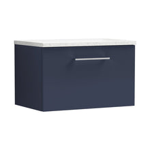 Nuie Arno 600mm Wall Hung 1-drawer Vanity & Laminate Worktop Contemporary Midnight Blue MFC Painted Matt 381x605x390mm - ARN2922LSW - JJ Building Materials