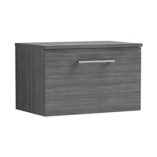 Nuie Arno 600mm Wall Hung 1 Drawer Vanity & Worktop Contemporary Anthracite Woodgrain MFC Textured Woodgrain 377x605x390mm - JJ Building Materials