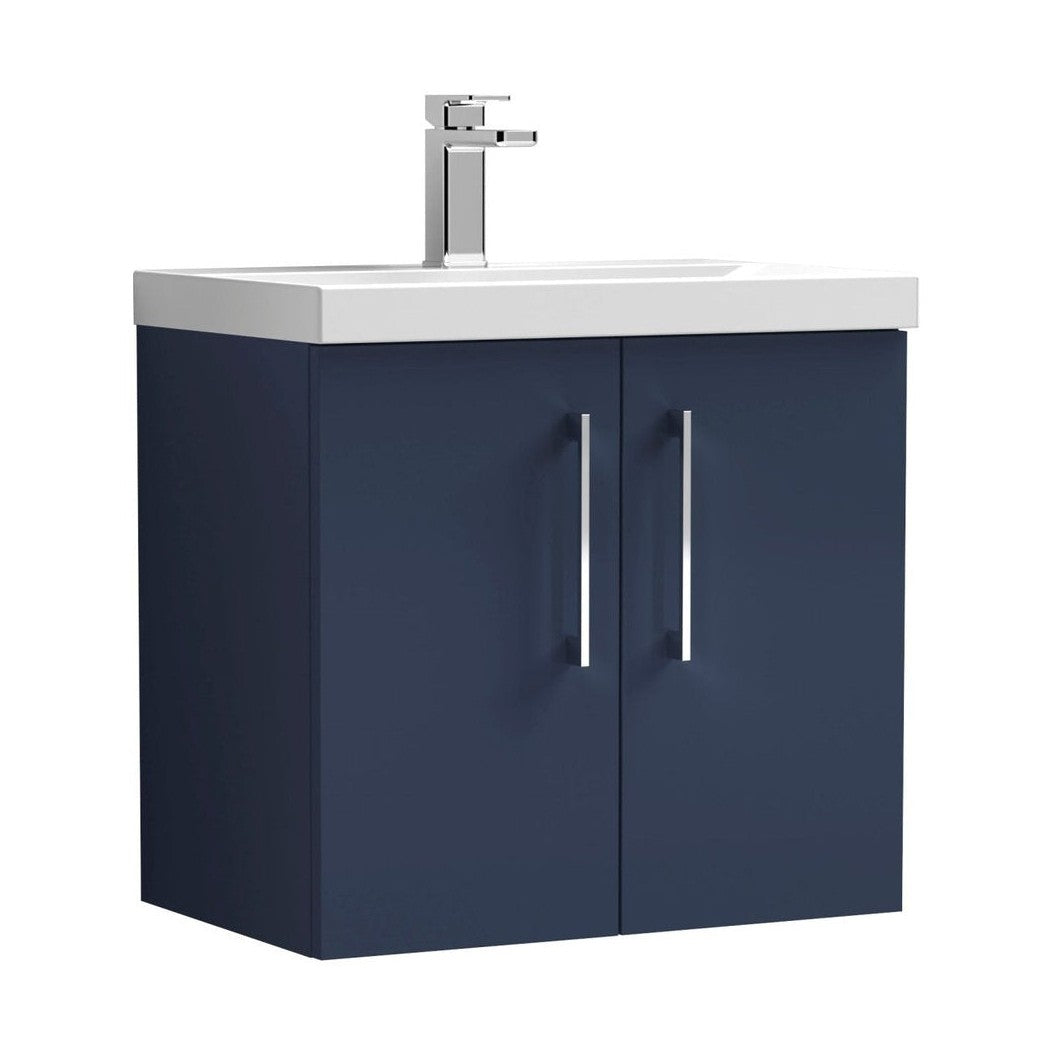 Nuie Arno 600mm Wall Hung 2-door Vanity & Basin 1 Contemporary Midnight Blue 580x610x390mm - JJ Building Materials