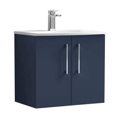 Nuie Arno 600mm Wall Hung 2-door Vanity & Basin 4 Contemporary Midnight Blue 570x610x440mm - JJ Building Materials