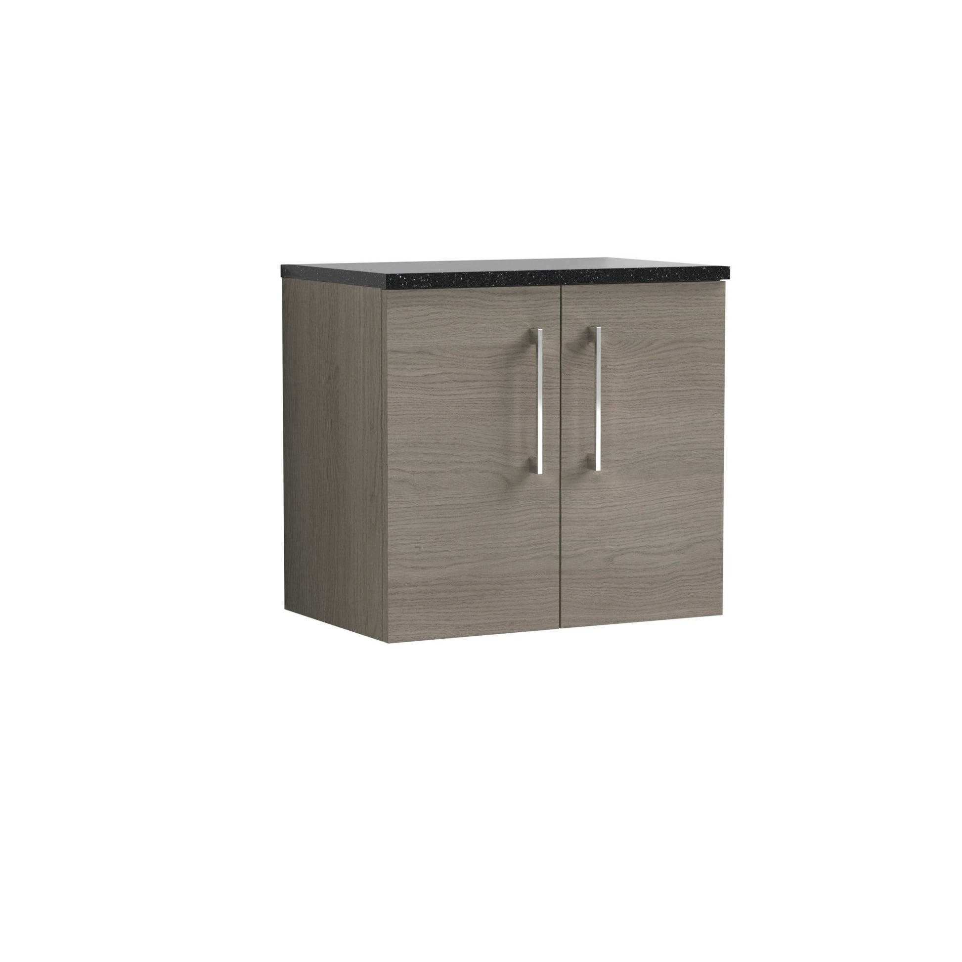 Nuie Arno 600mm Wall Hung 2 Door Vanity & Laminate Top Contemporary Solace Oak MFC Textured Woodgrain 561x605x383mm - ARN2523LSB - JJ Building Materials
