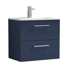 Nuie Arno 600mm Wall Hung 2-drawer Vanity & Basin 2 Contemporary Midnight Blue 558x600x390mm - JJ Building Materials