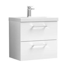 Nuie Arno 600mm Wall Hung 2 Drawer Vanity & Basin 3 Contemporary Gloss White MDF Painted Gloss 589x610x395mm - JJ Building Materials