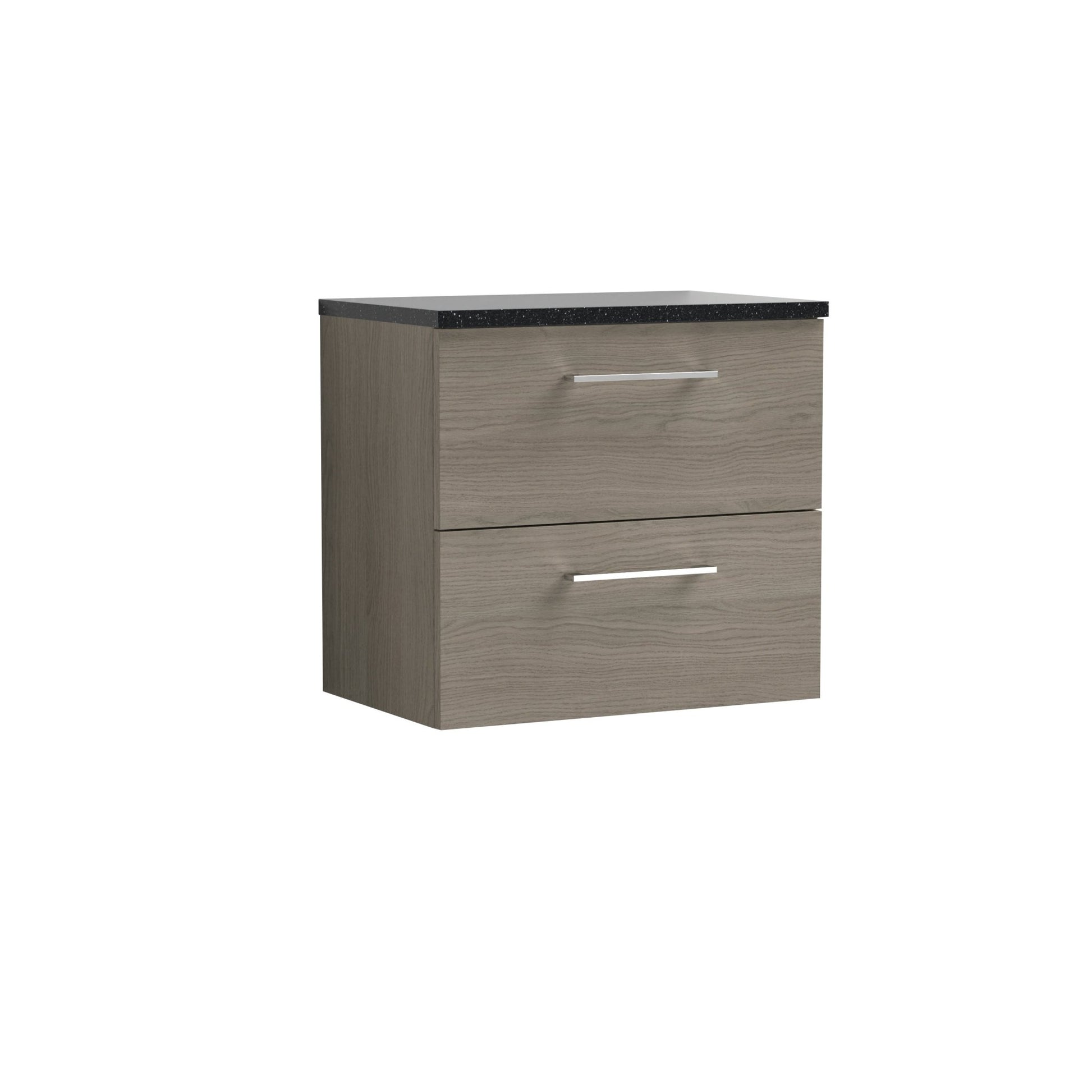 Nuie Arno 600mm Wall Hung 2 Drawer Vanity & Laminate Top Contemporary Solace Oak MFC Textured Woodgrain 561x605x383mm - ARN2524LSB - JJ Building Materials