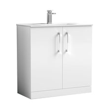 Nuie Arno 800mm Floor Standing 2 Door Vanity & Basin 2 Contemporary Gloss White MFC 815x800x390mm - JJ Building Materials