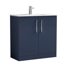 Nuie Arno 800mm Floor Standing 2-door Vanity & Basin 2 Contemporary Midnight Blue MFC 818x800x390mm - JJ Building Materials