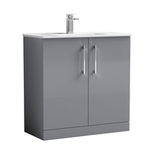 Nuie Arno 800mm Floor Standing 2 Door Vanity & Basin 2 Contemporary Satin Grey MFC 815x800x390mm - JJ Building Materials