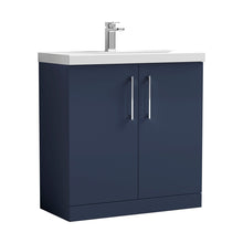Nuie Arno 800mm Floor Standing 2-door Vanity & Basin 3 Contemporary Midnight Blue MFC 850x810x395mm - JJ Building Materials