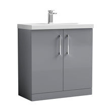 Nuie Arno 800mm Floor Standing 2 Door Vanity & Basin 3 Contemporary Satin Grey MFC 850x810x395mm - JJ Building Materials