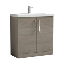 Nuie Arno 800mm Floor Standing 2 Door Vanity & Basin 3 Contemporary Solace Oak MFC 850x810x395mm - JJ Building Materials