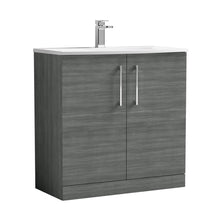 Nuie Arno 800mm Floor Standing 2 Door Vanity & Basin 4 Contemporary Anthracite Woodgrain MFC 830x810x440mm - JJ Building Materials