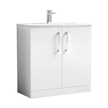 Nuie Arno 800mm Floor Standing 2 Door Vanity & Basin 4 Contemporary Gloss White MFC 830x810x440mm - JJ Building Materials