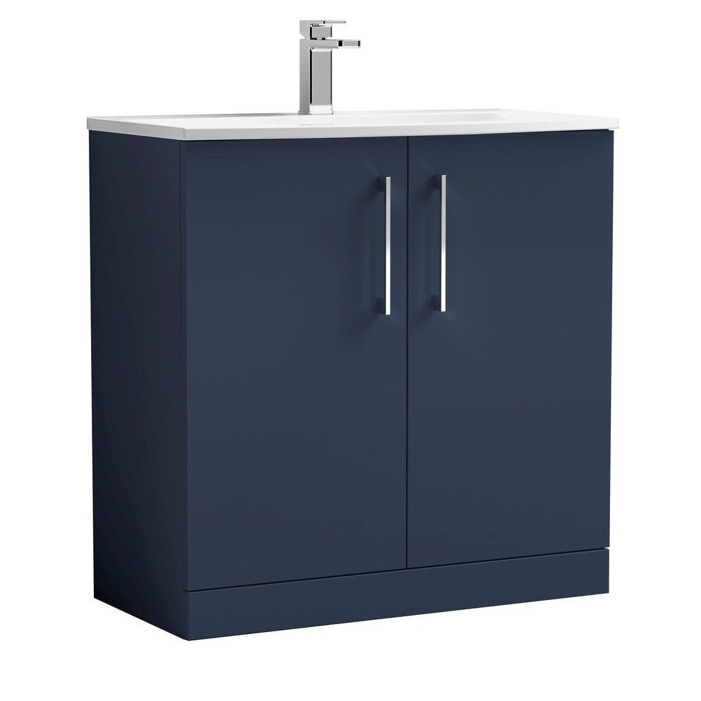 Nuie Arno 800mm Floor Standing 2-door Vanity & Basin 4 Contemporary Midnight Blue MFC 830x810x440mm - JJ Building Materials