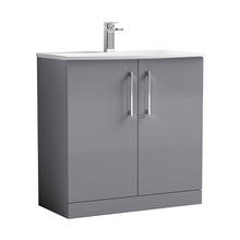 Nuie Arno 800mm Floor Standing 2 Door Vanity & Basin 4 Contemporary Satin Grey MFC 830x810x440mm - JJ Building Materials