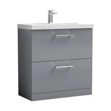 Nuie Arno 800mm Floor Standing 2 Drawer Vanity & Basin 1 Contemporary Satin Grey MFC 850x810x390mm - JJ Building Materials