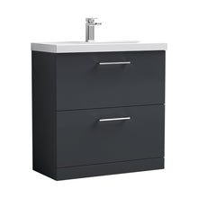 Nuie Arno 800mm Floor Standing 2 Drawer Vanity & Basin 1 Contemporary Soft Black MFC 850x810x390mm - JJ Building Materials