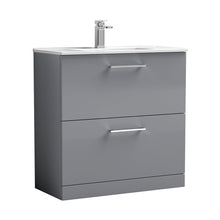 Nuie Arno 800mm Floor Standing 2 Drawer Vanity & Basin 2 Contemporary Satin Grey MFC 815x800x390mm - JJ Building Materials