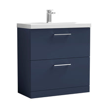 Nuie Arno 800mm Floor Standing 2-drawer Vanity & Basin 3 Contemporary Midnight Blue MFC 850x810x395mm - JJ Building Materials