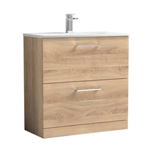 Nuie Arno 800mm Floor Standing 2-drawer Vanity & Basin 4 Contemporary Bleached Oak MFC 830x810x440mm - JJ Building Materials