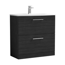 Nuie Arno 800mm Floor Standing 2 Drawer Vanity & Basin 4 Contemporary Charcoal Black MFC 830x810x440mm - JJ Building Materials