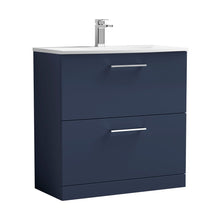 Nuie Arno 800mm Floor Standing 2-drawer Vanity & Basin 4 Contemporary Midnight Blue MFC 830x810x440mm - JJ Building Materials