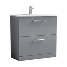 Nuie Arno 800mm Floor Standing 2 Drawer Vanity & Basin 4 Contemporary Satin Grey MFC 830x810x440mm - JJ Building Materials