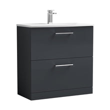 Nuie Arno 800mm Floor Standing 2 Drawer Vanity & Basin 4 Contemporary Soft Black MFC 830x810x440mm - JJ Building Materials