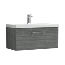 Nuie Arno 800mm Wall Hung 1 Drawer Vanity & Basin 1 Contemporary Anthracite Woodgrain MFC Textured Woodgrain 399x810x390mm - JJ Building Materials