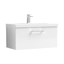 Nuie Arno 800mm Wall Hung 1 Drawer Vanity & Basin 1 Contemporary Gloss White MDF Painted Gloss 399x810x390mm - JJ Building Materials