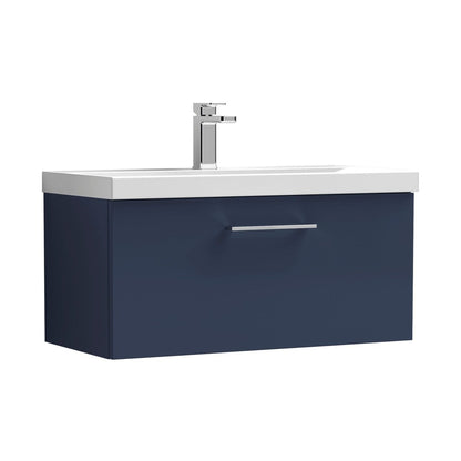 Nuie Arno 800mm Wall Hung 1-drawer Vanity & Basin 1 Contemporary Midnight Blue 399x810x390mm - JJ Building Materials