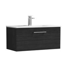 Nuie Arno 800mm Wall Hung 1 Drawer Vanity & Basin 2 Contemporary Charcoal Black 377x800x390mm - JJ Building Materials
