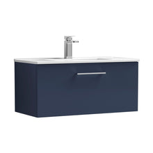 Nuie Arno 800mm Wall Hung 1-drawer Vanity & Basin 2 Contemporary Midnight Blue 377x800x390mm - JJ Building Materials
